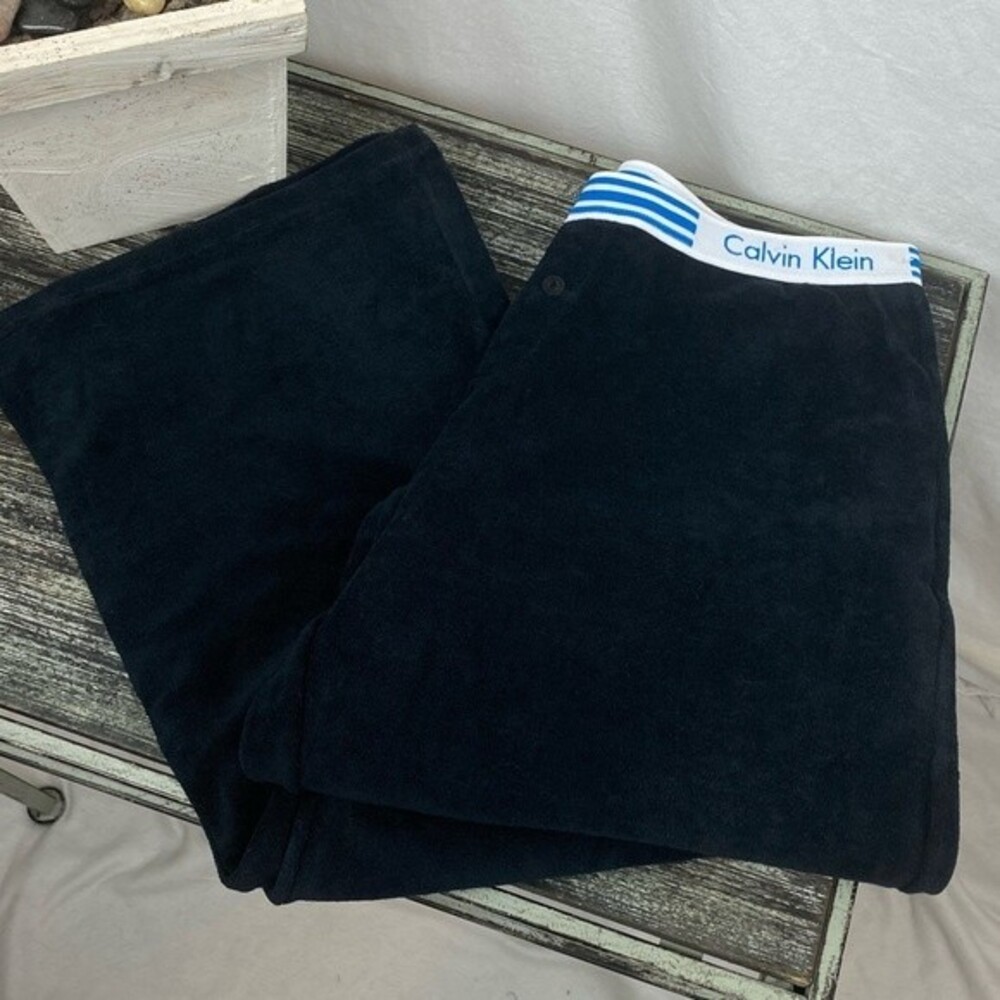 Calvin Klein CK Black Terry Cloth Athleisure Lounge Pants NEW M - Picture 3 of 10